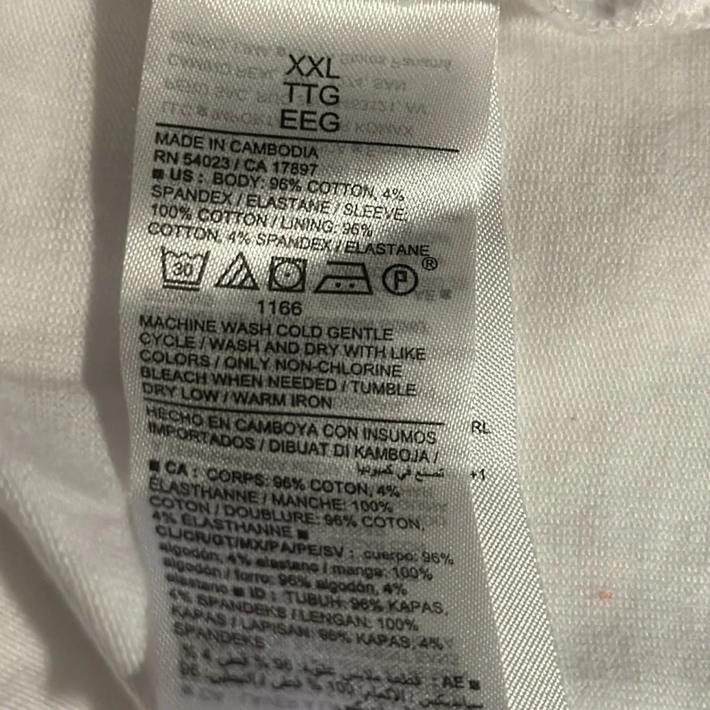 Old Navy Fitted Puff-Sleeve Paneled Rib-Knit white T-shirt Sz XXL‎